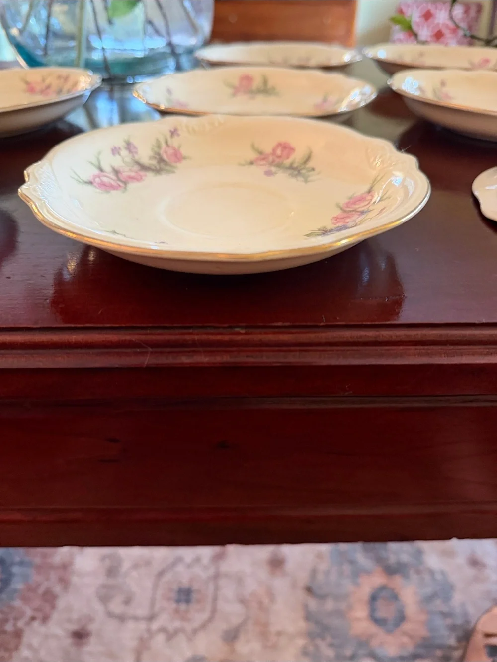 Vintage Homer Laughlin Virginia Rose Tea Saucer set includes 8.